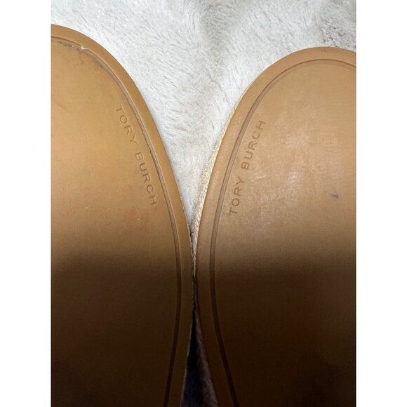 Tory Burch Pink Suede Espadrille Flats W/ Pearl Logo & Black Toe Cap - Picture 13 of 13